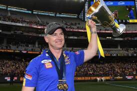 Winning the 2018 premiership was the highlight of Adam Simpon's stint as West Coast coach. (Julian Smith/AAP PHOTOS)