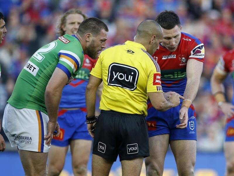 A biting allegation marred Newcastle's dramatic 30-28 NRL elimination final win over Canberra. (Darren Pateman/AAP PHOTOS)