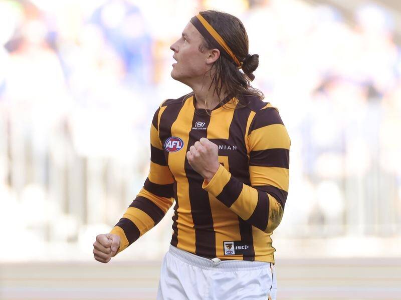 Jack Ginnivan is out of Hawthorn's match against Geelong because of a leg fracture. (Richard Wainwright/AAP PHOTOS)
