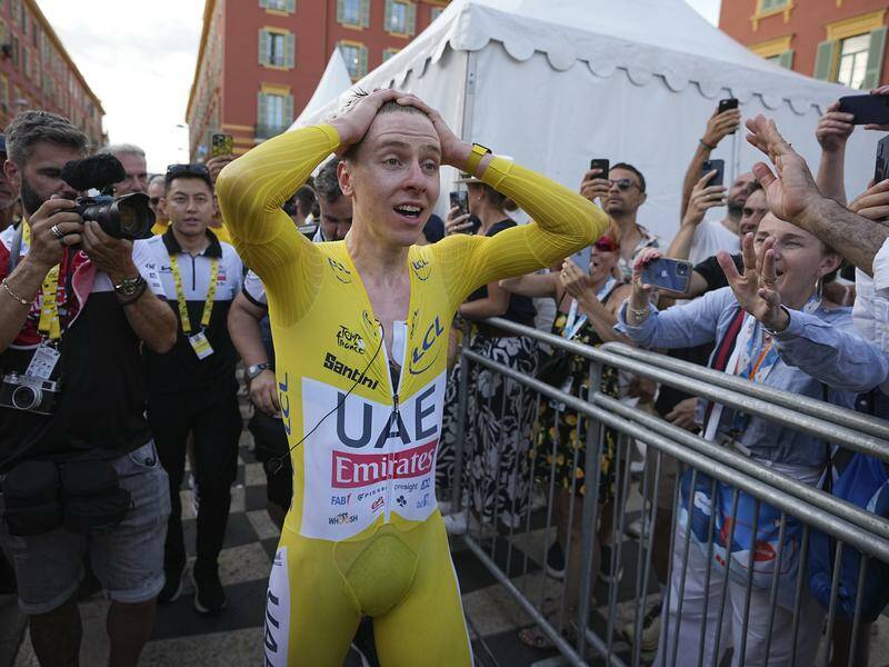Tour de France champ Tadej Pogacar is out of the Olympic road race. Photo: AP PHOTO
