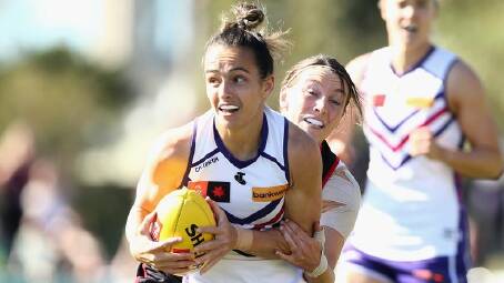 Ange Stannett will lead the Dockers from off the field as she recovers from a season-ending injury. (Rob Prezioso/AAP PHOTOS)