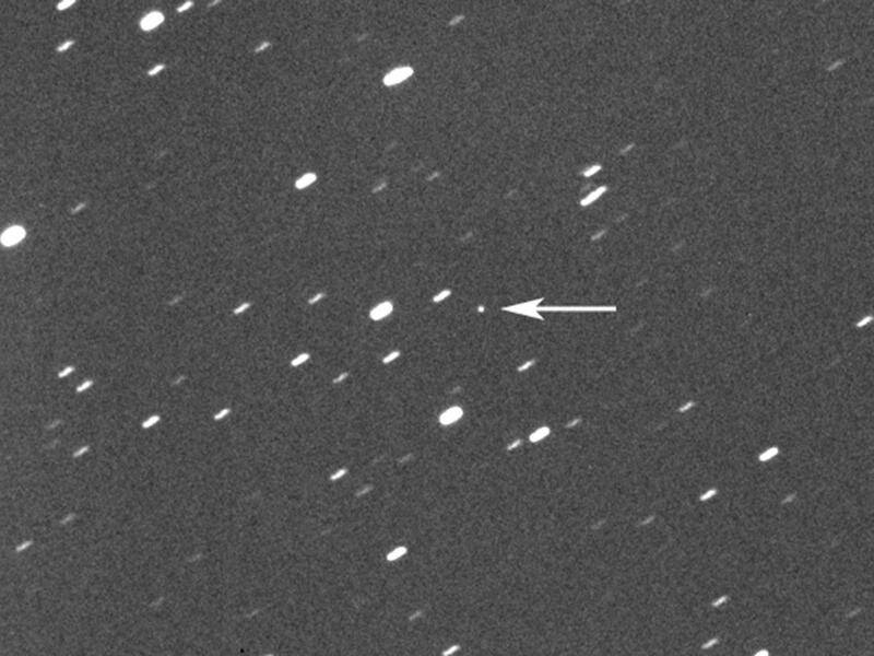 Scientists say asteroid 2023 DZ2, indicated by an arrow at the centre, will zip by earth. (AP PHOTO)