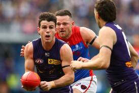 Andrew Brayshaw had 41 touches for the Dockers in their big win over Melbourne in Perth. Photo: Gary Day/AAP PHOTOS