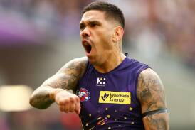 Michael Walters went from likely sub to four-goal hero as the Dockers crushed the Demons. Photo: Gary Day/AAP PHOTOS
