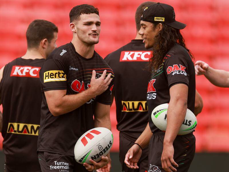Nathan Cleary and Jarome Luai are reunited and gearing up for their last finals push together. Photo: Mark Evans/AAP PHOTOS
