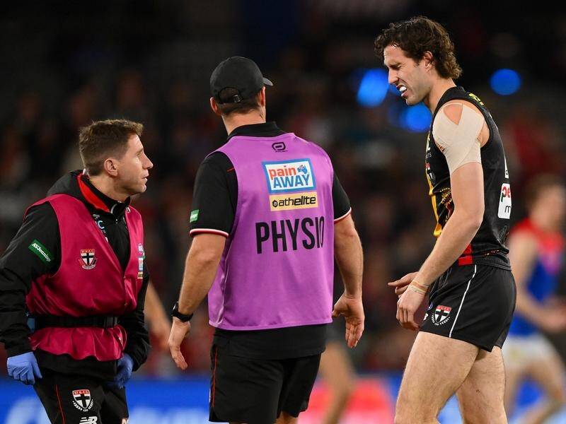 Max King's AFL season is over after the luckless St Kilda key forward's latest injury setback. (Morgan Hancock/AAP PHOTOS)