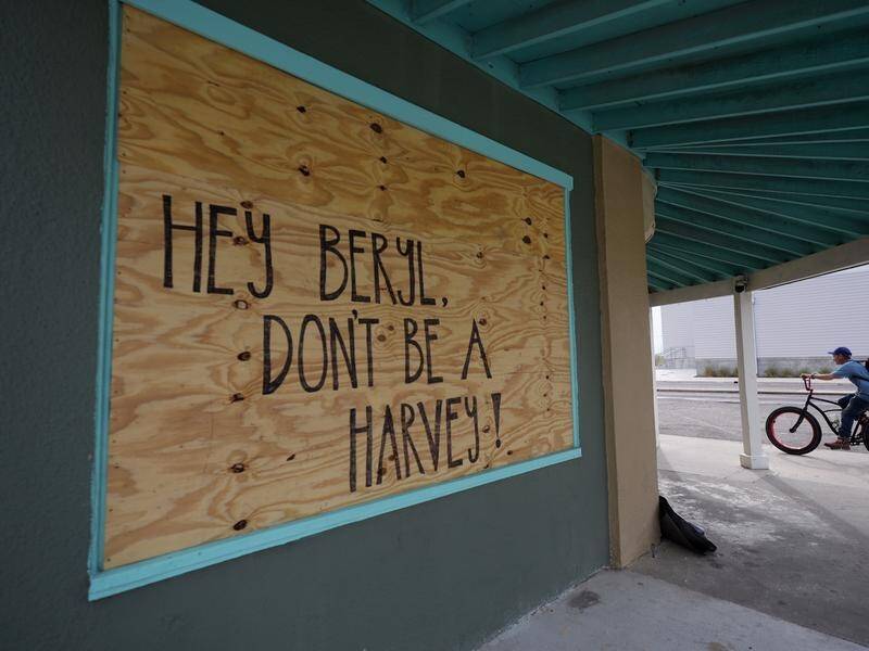 Hurricane Beryl's outer band has begun lashing communities along the Texas shoreline. (AP PHOTO)