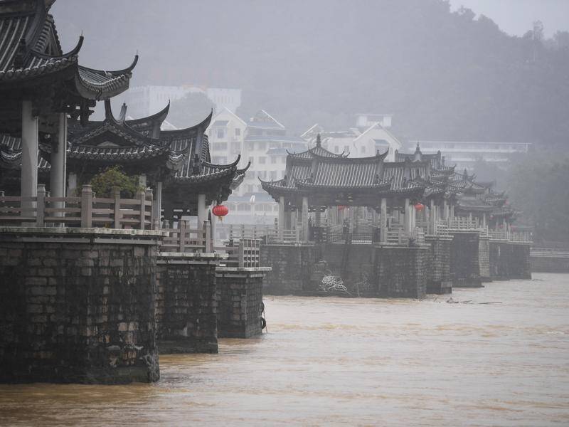 Rain from Typhoon Haikui has broken records in east China's Fujian Province. (EPA)