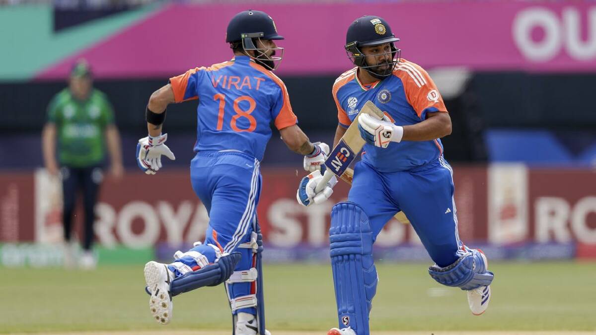 Virat Kohli and Rohit Sharma run between wickets during India's successful T20 World Cup campaign. (AP PHOTO)