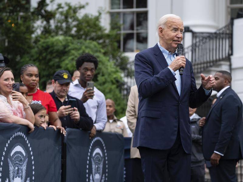 President Joe Biden vowed he wasn't going anywhere during July 4 ceremonies at the White House. (AP PHOTO)
