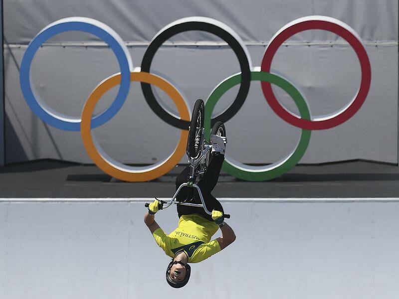 Natalya Diehm competed in BMX freestyle at the Tokyo Olympics with a serious knee injury. Photo: EPA PHOTO