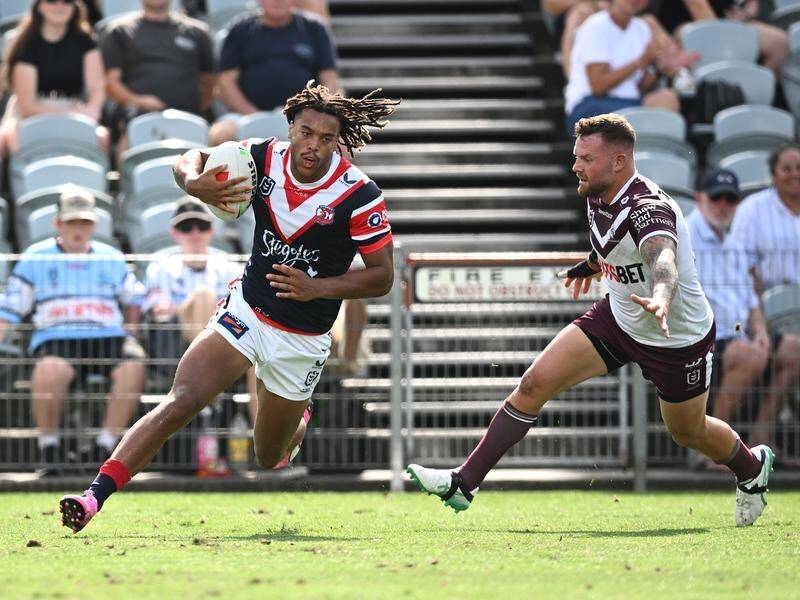 Dom Young's speed and athleticism has added another dimension to the Sydney Roosters attack. (Dan Himbrechts/AAP PHOTOS)