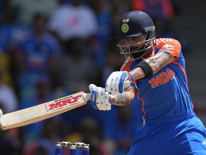 Virat Kohli's 76 has helped India lift the T20 World Cup title against South Africa in Barbados. (AP PHOTO)