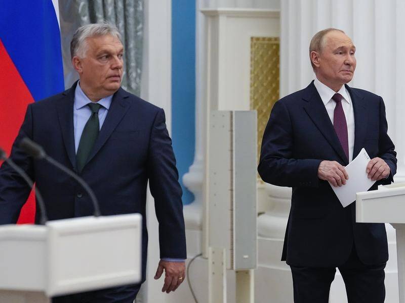 Russian President Vladimir Putin has called talks with Hungarian Prime Minister Viktor Orban useful. (AP PHOTO)