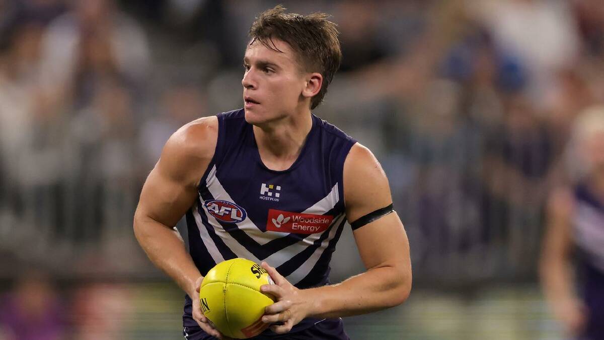Caleb Serong says it's great to be part of Fremantle's strong midfield. (Richard Wainwright/AAP PHOTOS)