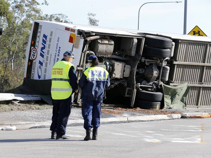 First responders were confronted by a harrowing scene at the bus crash in the NSW Hunter Valley. (Darren Pateman/AAP PHOTOS)