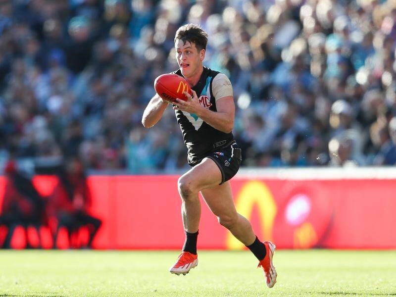 Port Adelaide's Zak Butters has thrived despite some close attention from the Western Bulldogs. (Matt Turner/AAP PHOTOS)