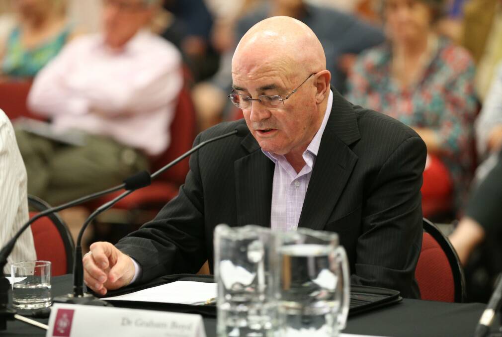 Planning Inquiry at city hall, Graham Boyd speaks. Picture: Ryan Osland