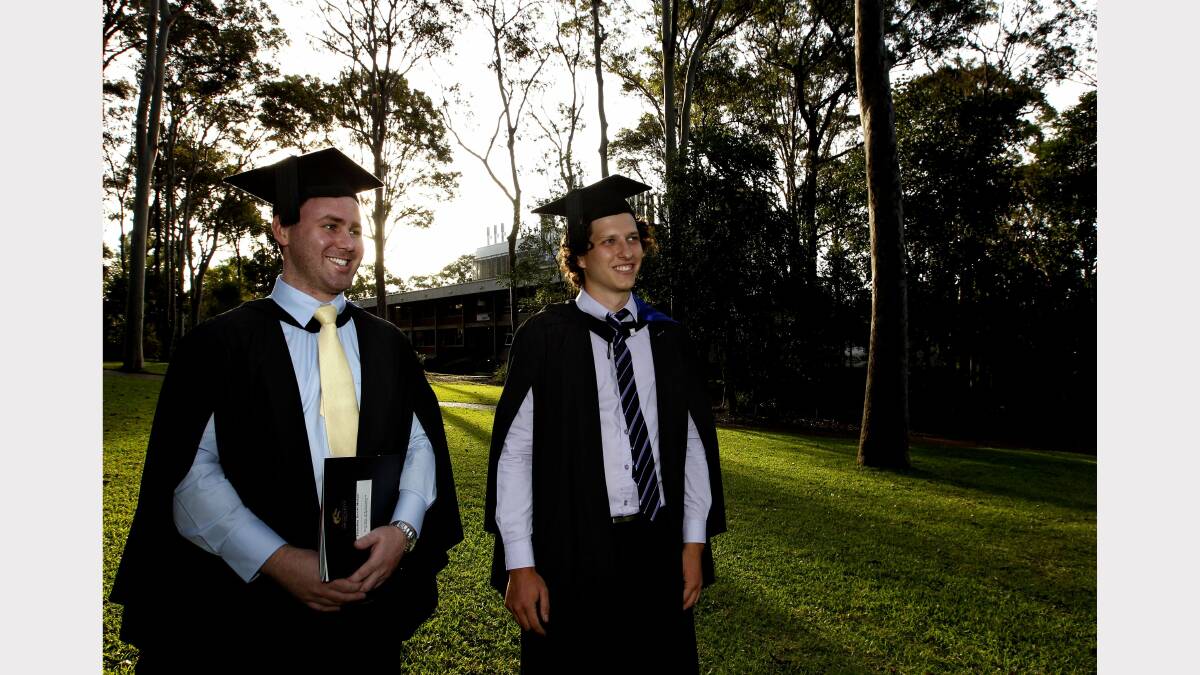 Tim Nolan who graduated with a Bach of Civil Engineering and Mick Lambley who graduated with Bach of Civil Engineering. Picture by SIMONE DE PEAK.

