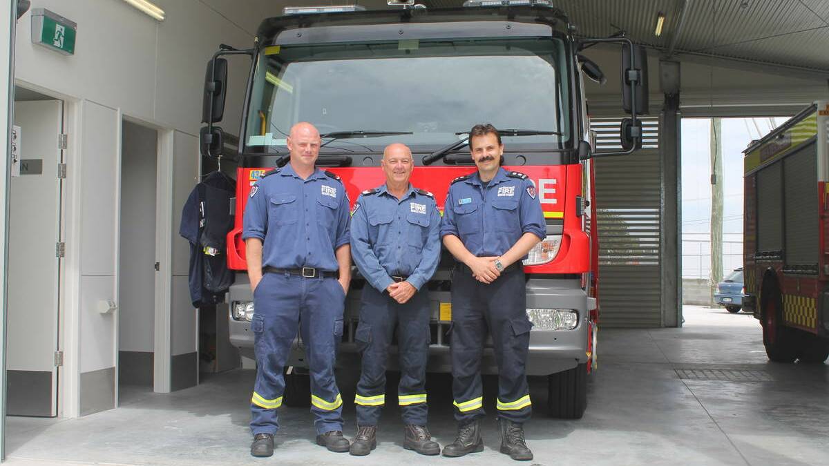Cardiff Fire Station firefighters Lee Dare, Col Gleeson and relieving station officer Peter Curzi.