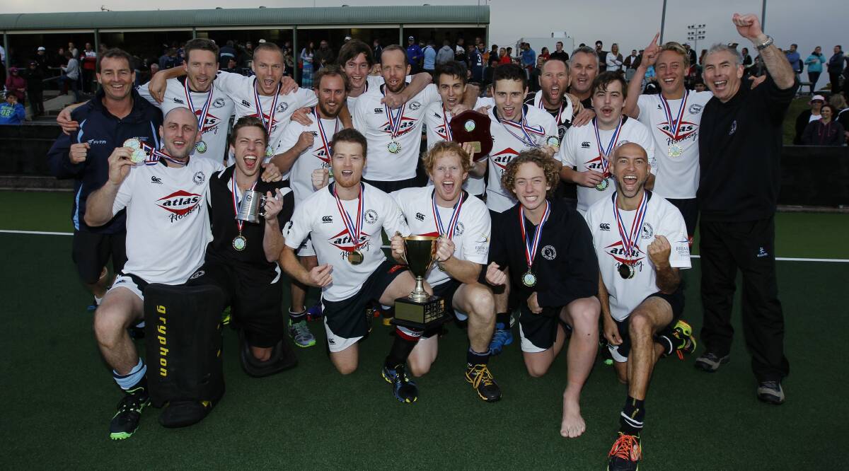 WINNERS: Gosford poses for a team photo after their Hunter Coast Men’s Premier League hockey championship win.