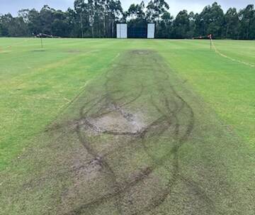 The damaged field at Pasterfield Sports Complex. Picture by NSW Police