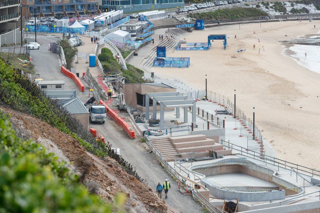 Construction of the South Newcastle Beach skatepark in early 2023. File picture by Max Mason-Hubers