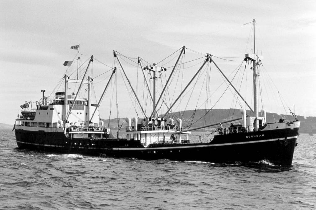 Motor vessel (MV) Noongah in the Derwent River, Hobart, some time after 1956. Image supplied by Australian National Maritime Museum