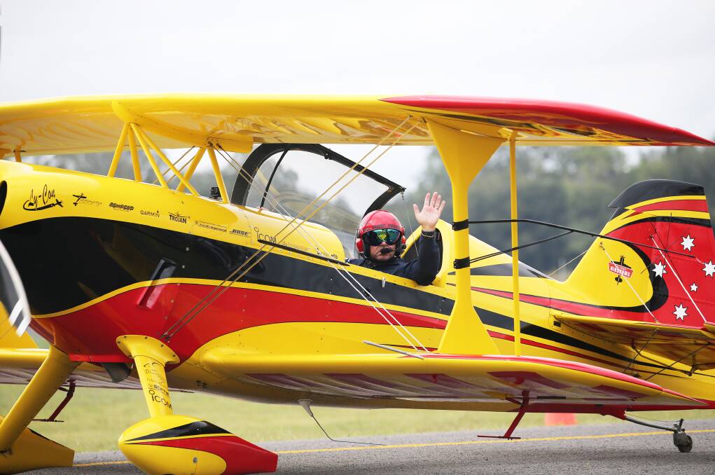 Expert pilot Paul Bennet, of Paul Bennet Airshows, at Cessnock Airport earlier this year. Picture by Peter Lorimer