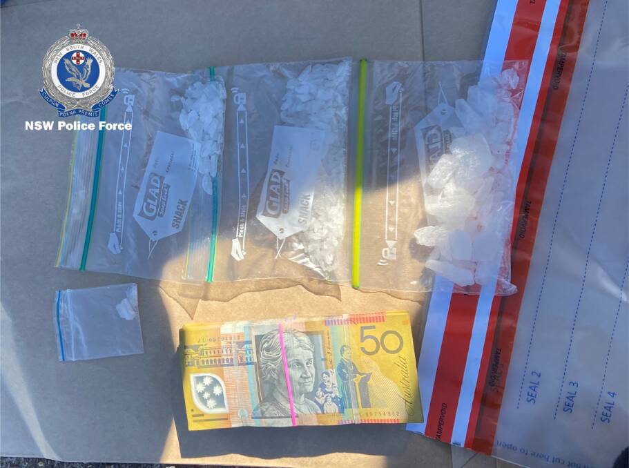 Cash and drugs found in Jordan Mitchell's car at Heddon Greta. Picture supplied by NSW Police