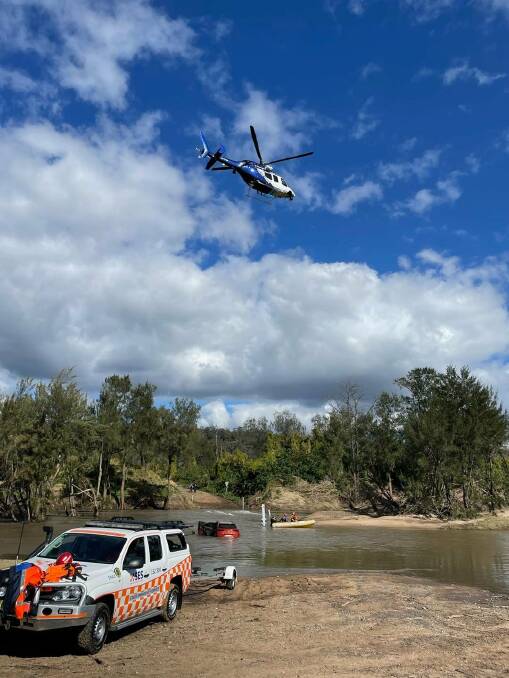 Emergency services searching around the Hunter River on Sunday. Picture: NSW SES - Singleton Unit 