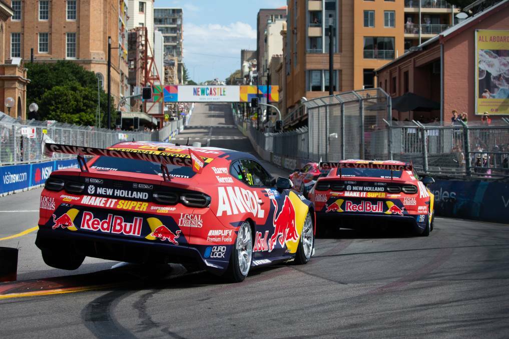 Supercars in action in Newcastle earlier this month. Picture by Marina Neil