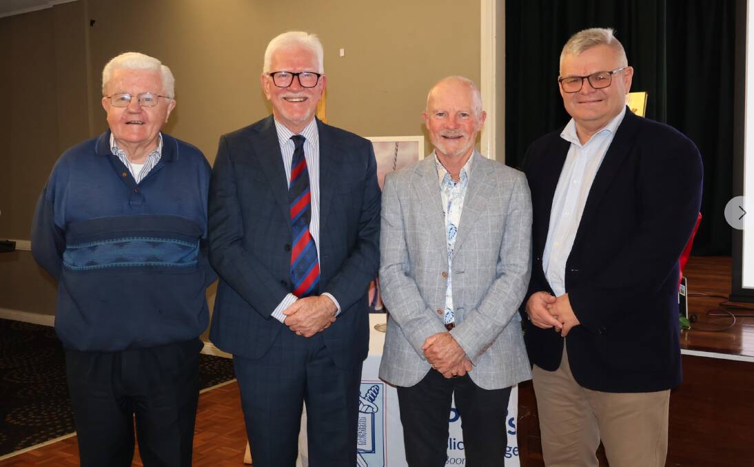 Former St Paul's Booragul principals Father Kevin Kiem, Gerard Mowbray, Anthony Stevens with current principal Nicholas Wickham at the 40th anniversary celebrations. Picture supplied 