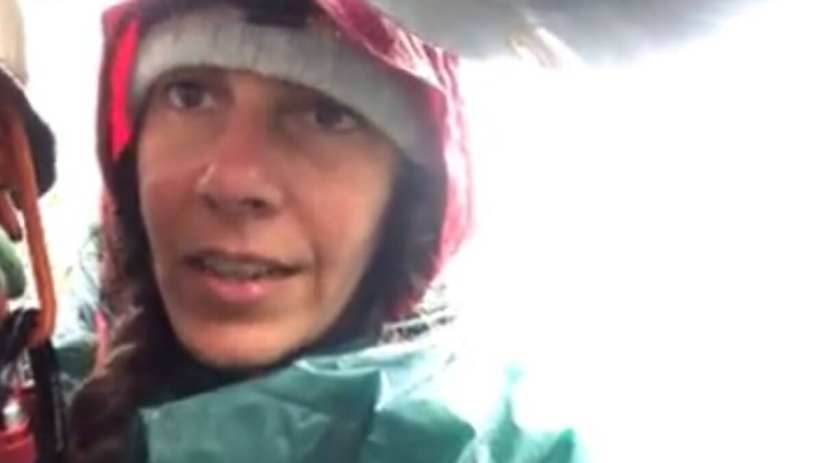 Jasmine, 40, on board the coal train. Picture sourced Blockade Australia live stream