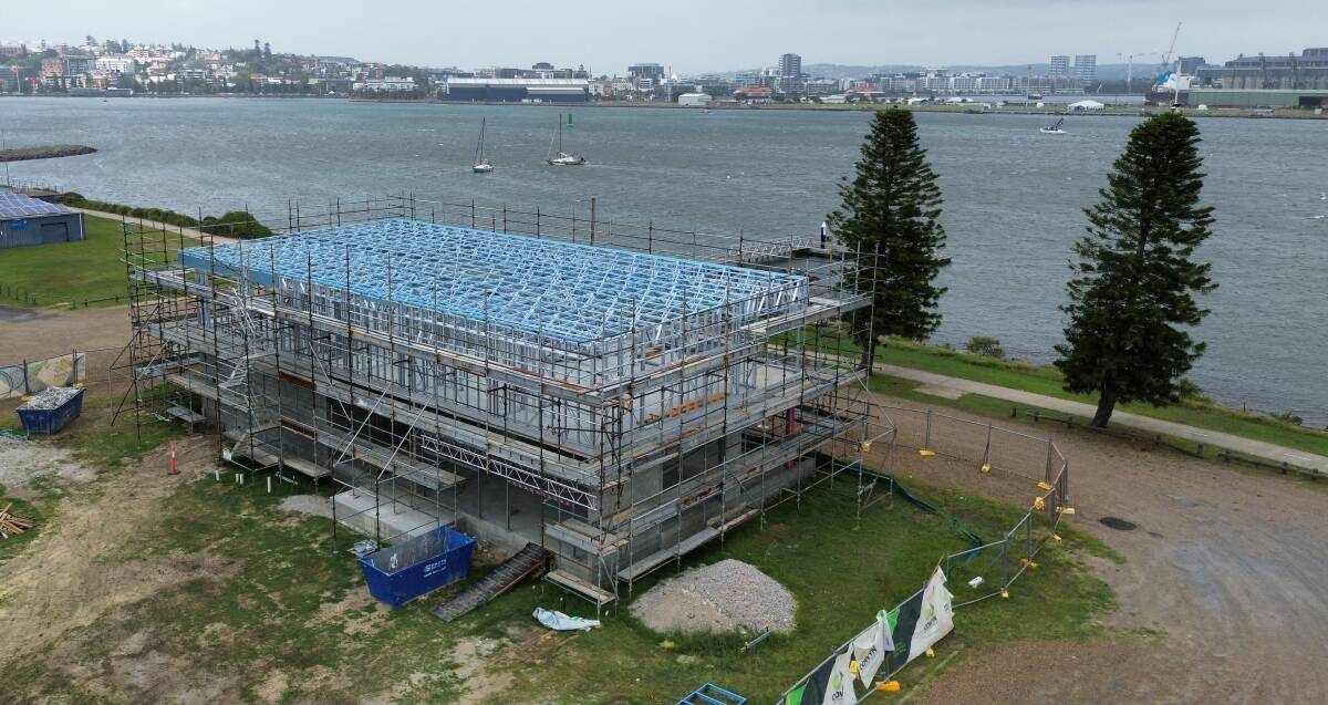 The new Marine Rescue Newcastle base is taking shape across from the South Stockton boat ramp. Picture supplied