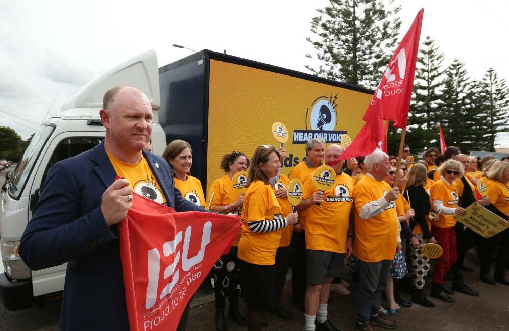 Indepdent Education Union members from St Francis Xavier at a rally in 2022. Picture by Simone De Peak

