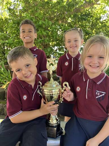 Kindergarten students at Lochinvar Public School were delighted to be attendance champions for two fortnights in a row. Picture supplied