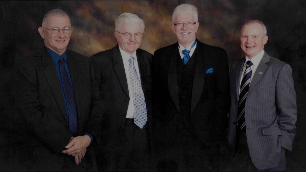 Former St Paul's principals David Moore, Fr Kevin Kiem, Gerard Mowbray and Anthony Stevens at the 2009 celebrations. 