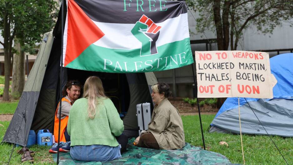 UON students for Palestine at the encampment in May. Picture supplied