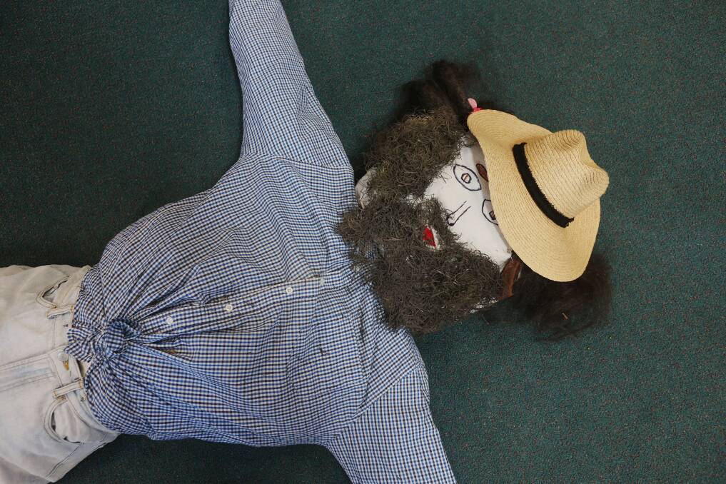 The Costa Georgiadis scarecrow that students at Wallsend Public School have created. Picture by Simone De Peak