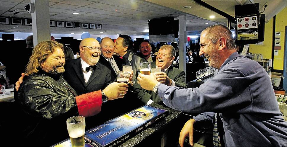 CHEERS: Club chief executive Gordon Laffan, right, with, from left, Peter Wilkinson, Brett Albury, Garry Garden, Doug Harper, and Steven Gill at the ball. Picture: Max Mason-Hubers