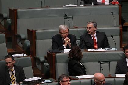 Kevin Rudd on the backbench today in question time.