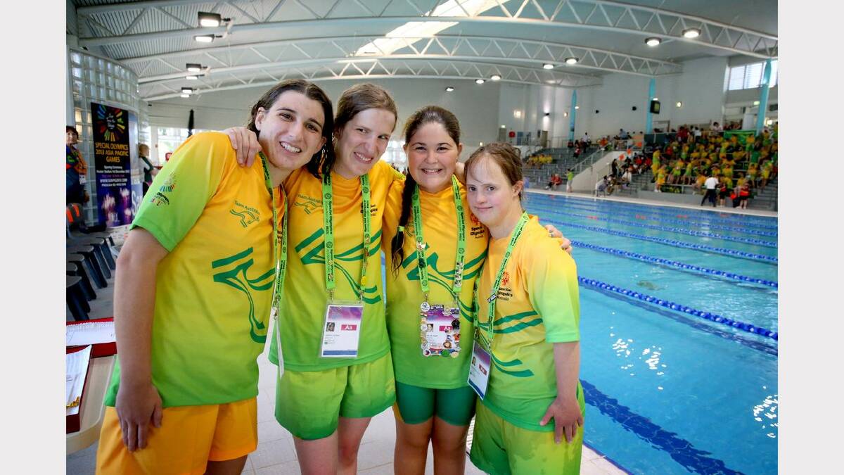 Scenes from the Special Olympics swimming at The Forum pool. Claire Pearson won first place, Deana Horvat second place, Ruby Lawler third place and Lucy Dumitrescu fourth place in the 400 metre freestyle.. Picture: Dean Osland. 