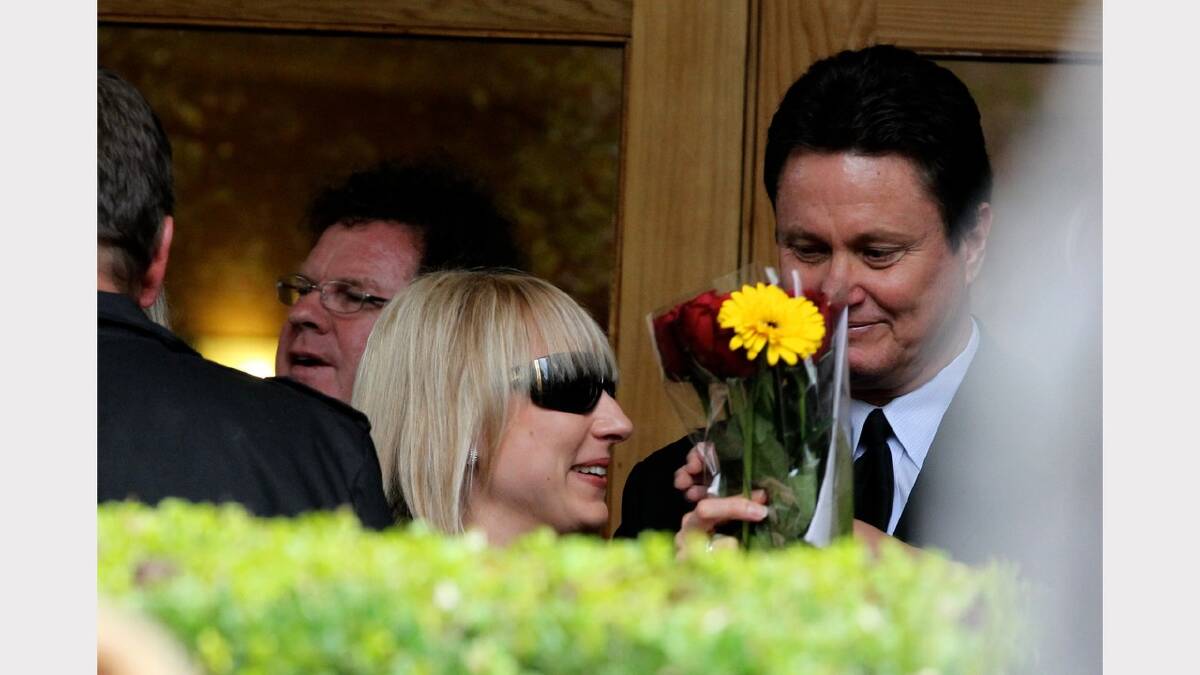 Sue Fowler wife of Graham "Chook" Fowler at his funeral in Palmdale, on Thursday. Picture Janie Barrett