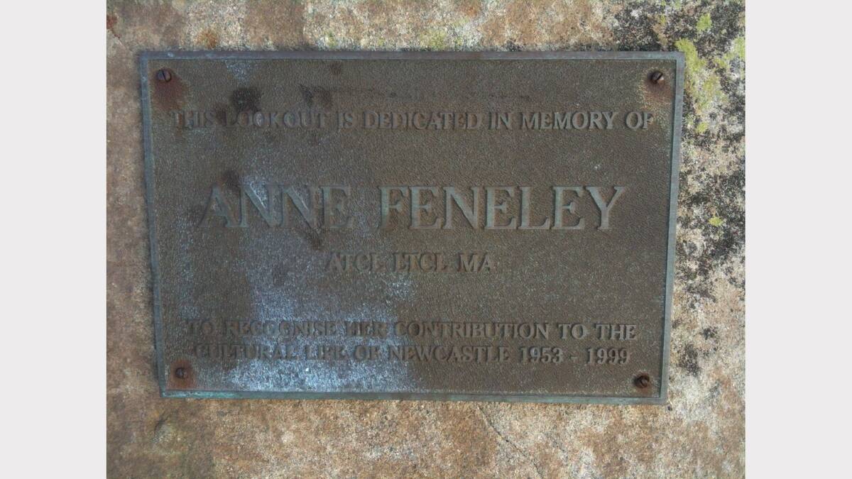 Anne Feneley plaque.Picture: Wayne Mullen.