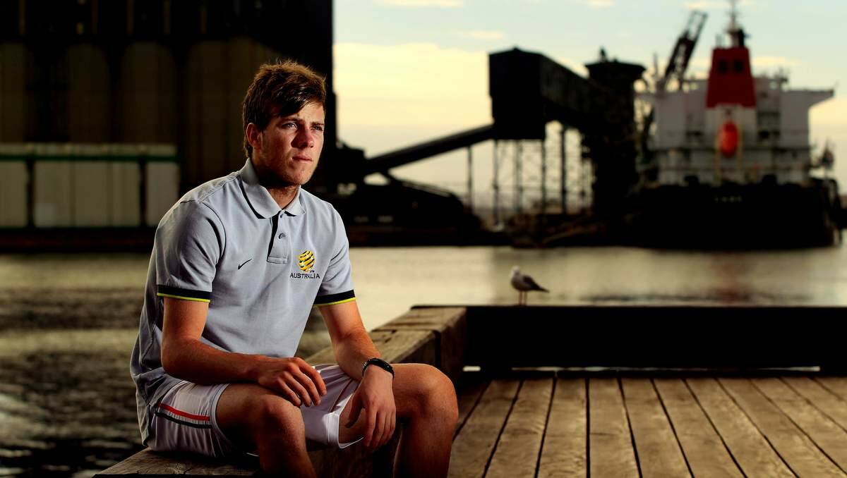 Andrew Hoole after being selected in Young Socceroos squad for under-20 World Cup, at Honeysuckle. Picture Simone De Peak