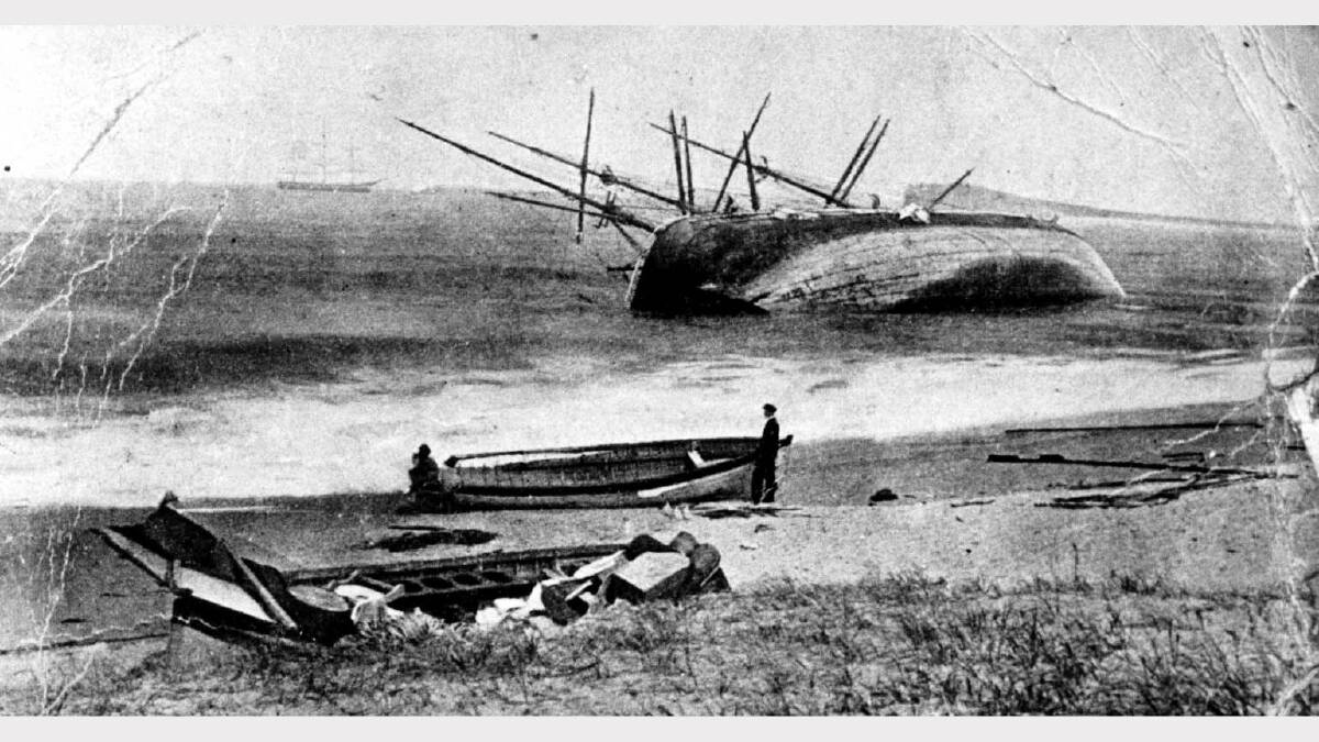 Barque 'Durisdeer" wrecked Stockton Beach, Newcastle December 22, 1895