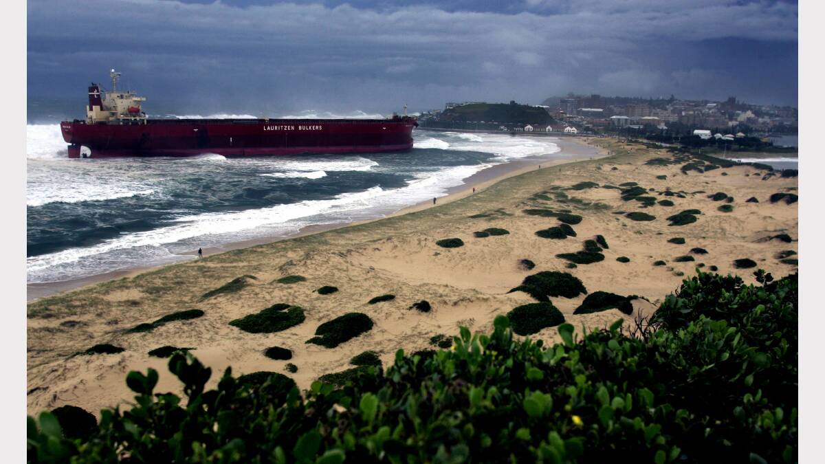 The cargo ship Pasha Bulker, which has near Nobbys Beach, a popular inner-city beach in Newcastle, 160 kilometres north of Sydney. Rescue workers were forced to winch 21 Filipino and Korean crew members from the ship as huge seas buffeted the eastern coast of New South Wales, with fears the ship could break up and cause a fuel spill. Maritime authorities reported several other container ships were also under threat of running aground at the busy coal port.