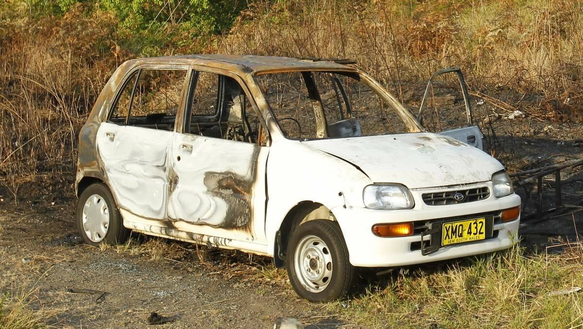  WRITE-OFF: The burnt-out shell of the Daihatsu Charade Centro, Amber Houlihan’s first car.